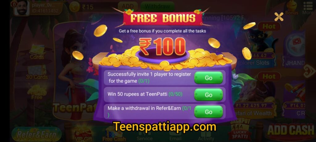 Collecting daily bonus in the game